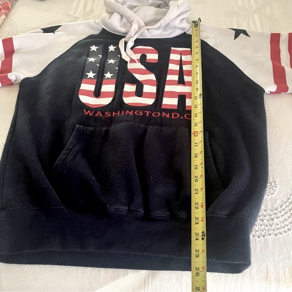 Vintage Washington DC USA American Flag Spell Out Sweatshirt Hoodie Embroidered - Picture 4 of 8